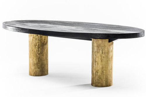 Tavolo da pranzo contemporaneo - PRIMAL TRUNK - EGG DESIGNS - in legno / in ottone / ovale