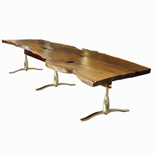 Tavolo da pranzo design originale - SLAB LIVE EDGE - EGG DESIGNS - in mogano / in ottone / rettangolare
