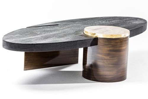 Tavolino basso contemporaneo - PRIMAL  - EGG DESIGNS - in legno / in ottone / in acciaio