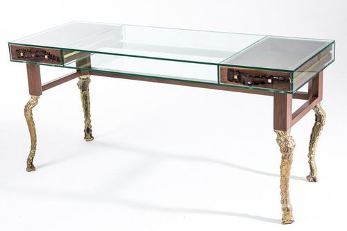 Scrivania design nuovo barocco - BIG CROCCO - EGG DESIGNS - in stile / in noce / in ottone