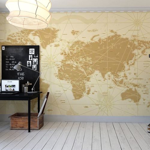 Carta da parati classica - STUDYING THE WORLD - HD WALLS - in tessuto non tessuto / in vinile / con motivo a mappa