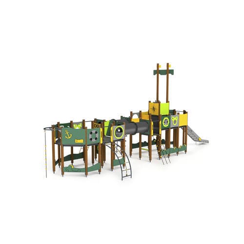 Struttura ludica per parco giochi - 3018D TALL GALEON - Astrus Playgrounds - in acciaio galvanizzato / in legno / in HDPE