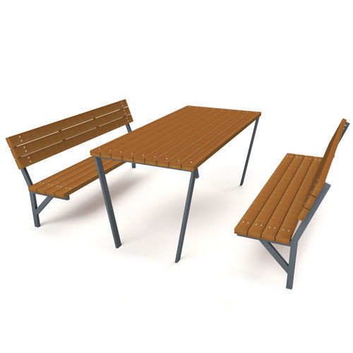 Set tavolo e panca contemporaneo - 5005S - Astrus Playgrounds - in legno / in metallo / modulabile