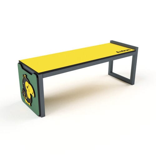 Panca per spazi pubblici contemporanea - 5028S - Astrus Playgrounds - in acciaio / in polietilene ad alta densità HDPE / senza schienale
