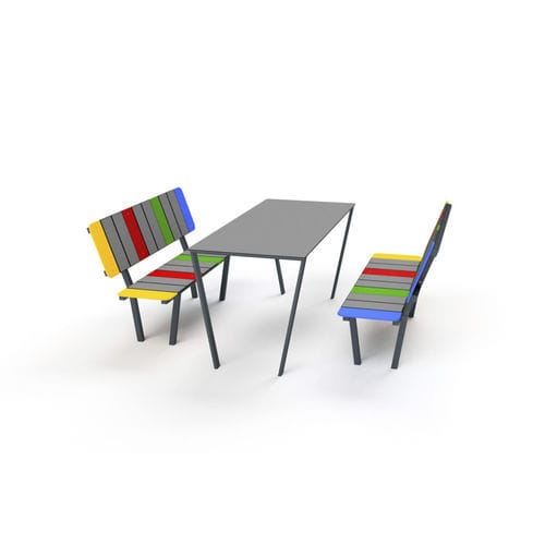 Set tavolo e panca contemporaneo - 2025S - Astrus Playgrounds - in metallo / da giardino / per bambini