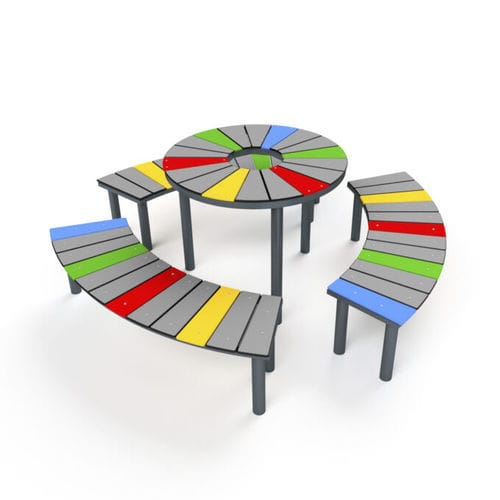 Set tavolo e panca contemporaneo - 5019S - Astrus Playgrounds - in acciaio / per bambini / da esterno