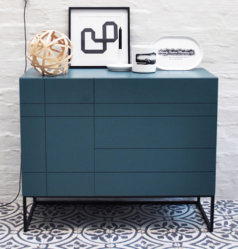 Credenza contemporanea - E UNIT - Studio 19 - in legno / grigia / blu