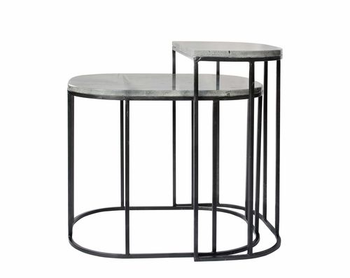 Tavolo d'appoggio classico - NESTING - Studio 19 - in marmo / con supporto in acciaio / impilabile