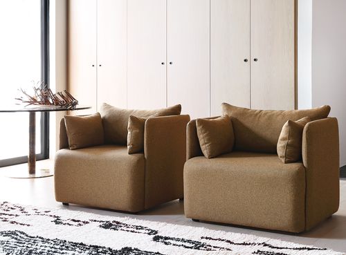 Poltrona contemporanea - PANEL - Studio 19 - in pelle / in tessuto