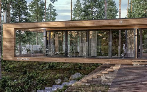 Casa moderna - AVANGARD 207 - Lumi Polar - a un piano / in legno / in vetro