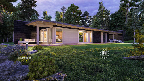Casa moderna - FJORD 82 - Lumi Polar - contemporanea / a un piano / in legno