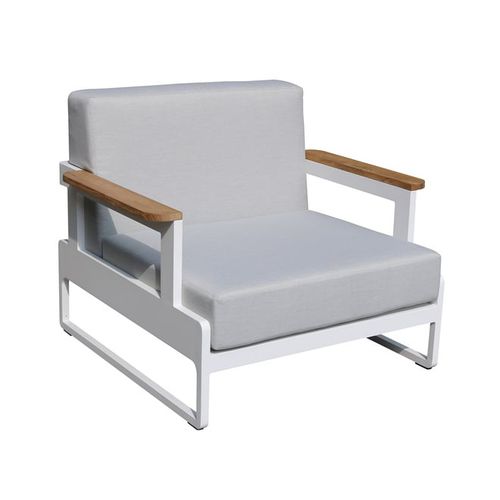 Poltrona contemporanea - CUBE - Pircher - in alluminio / con cuscino rimovibile / grigia