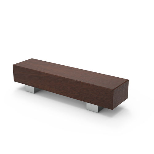 Panca per spazi pubblici contemporanea - BANGA I - Bluestream - in iroko / in acciaio con rivestimento a polvere / senza schienale
