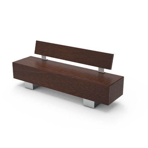 Panca per spazi pubblici contemporanea - BANGA II - Bluestream - in iroko / in acciaio con rivestimento a polvere / con schienale