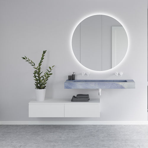 Lavabo sospeso - SAGITTA P SLIM - Riluxa - in marmo / con piano integrato / su misura
