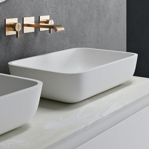 Lavabo da appoggio - ORION - Riluxa - in Corian® / in Solid Surface / rettangolare