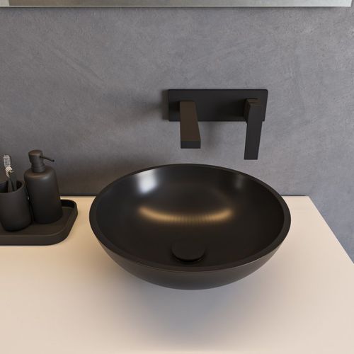 Lavabo da appoggio - RIGEL DEEP NOCTURNE - Riluxa - in Corian® / rotondo / senza foro