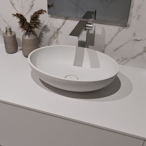 Lavabo da appoggio - ARA - Riluxa - in Corian® / ovale / senza foro