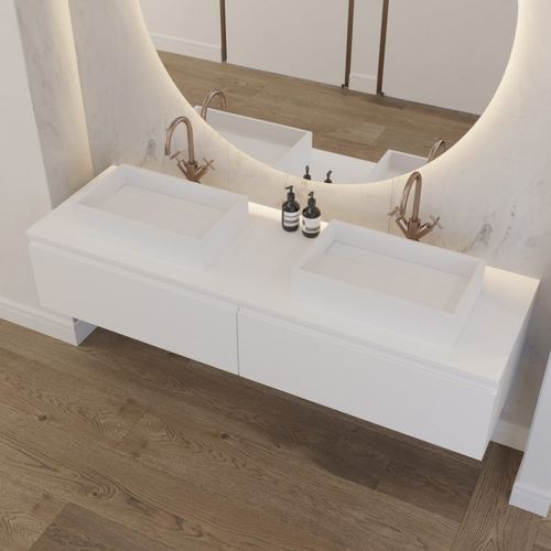 Lavabo da appoggio - MALTESE - Riluxa - in Solid Surface / rettangolare / senza foro