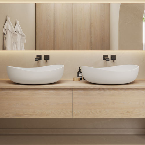 Lavabo da appoggio - OCEAN - Riluxa - in Solid Surface / ovale / senza foro