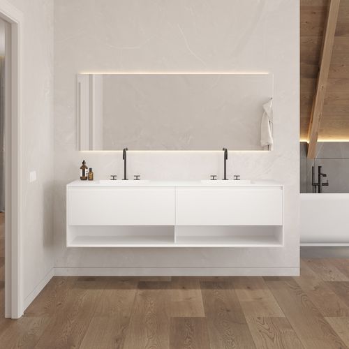 Mobile lavabo sospeso - ATHENA CLASSIC 2AL - Riluxa - in MDF / in Corian® / contemporaneo