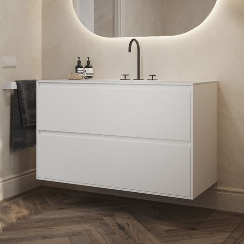 Mobile lavabo a muro - GAIA CLASSIC 2SP - Riluxa - in MDF / in Corian® / contemporaneo