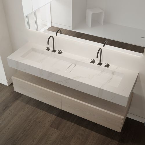 Lavabo sospeso - REFLECTION - Riluxa - in Silestone® / rettangolare / senza foro