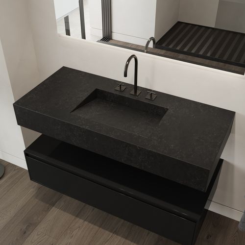 Lavabo sospeso - ARMONY - Riluxa - in Silestone® / rettangolare / senza foro
