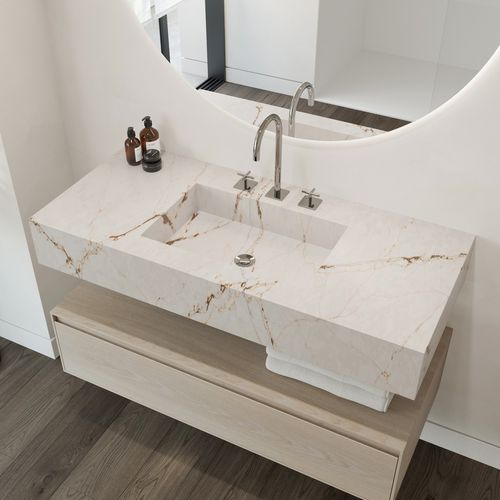 Lavabo sospeso - ELEGANCE - Riluxa - in Silestone® / rettangolare / senza foro