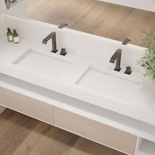 Lavabo sospeso - GLIESE SLIM - Riluxa - in Corian® / in Solid Surface / doppio