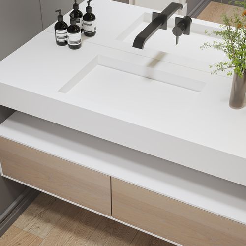 Lavabo sospeso - GLIESE SLIM - Riluxa - in marmo / in Corian® / in Solid Surface