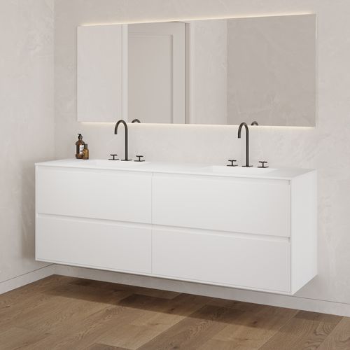 Mobile lavabo a muro - GAIA CLASSIC 4D - Riluxa - in MDF / in Corian® / contemporaneo