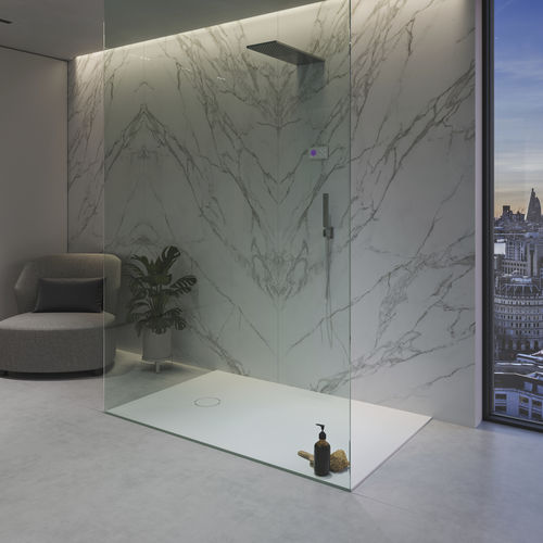 Piatto doccia rettangolare - ARA SLIM - Riluxa - da appoggio / rialzato / in Corian®