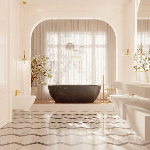 Vasca da bagno ovale - ZURICH MARQUINA - Riluxa - ad isola / per ambiente abitativo / in Solid Surface