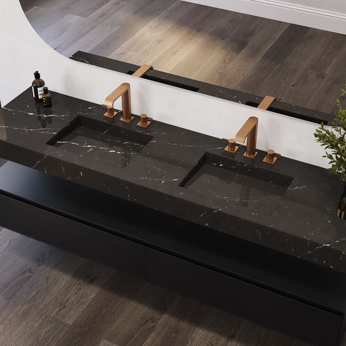 Lavabo sospeso - SAGITTA D SLIM - Riluxa - in marmo / con piano integrato / su misura