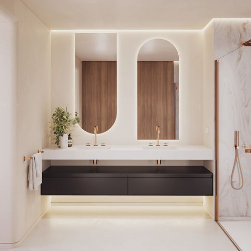 Specchio da bagno a muro - NOVA - Riluxa - per servizi sanitari / contemporaneo / ad arco