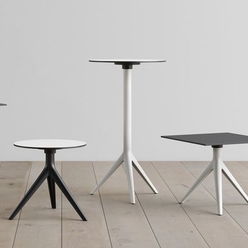 Tavolo alto contemporaneo - Mari-Sol - STUDIO TK - in laminato / con supporto in acciaio termolaccato / rotondo
