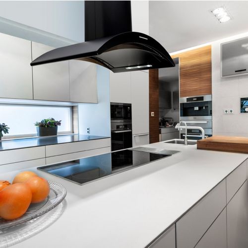 Cappa a isola - LA-90-CRESTA-ISL - Luxair Cooker Hoods Kitchen Extractors - con illuminazione integrata / design originale / nera