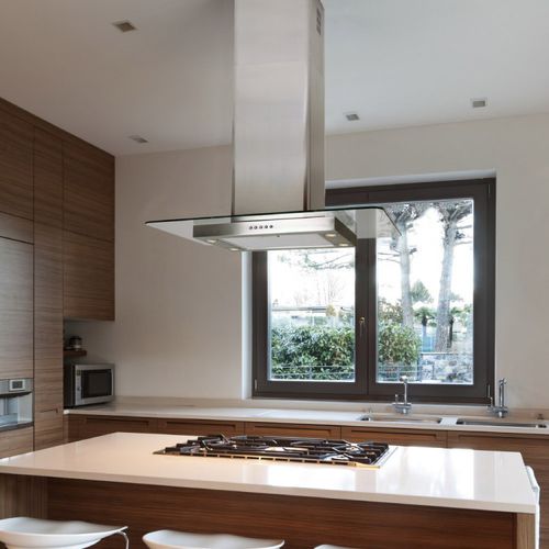 Cappa a isola - LA-90-ST-GL-ISL - Luxair Cooker Hoods Kitchen Extractors - con illuminazione integrata