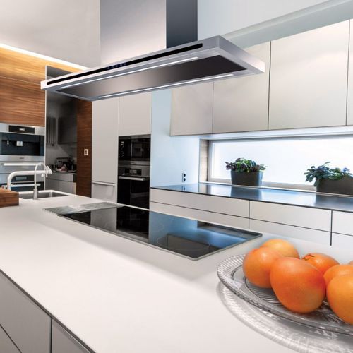 Cappa a isola - LA-90-LINEA-ISL-SS - Luxair Cooker Hoods Kitchen Extractors - con illuminazione integrata