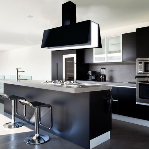 Cappa a isola - LA-100-ANGELO-ISL-BLK - Luxair Cooker Hoods Kitchen Extractors - professionale / con illuminazione integrata / design originale