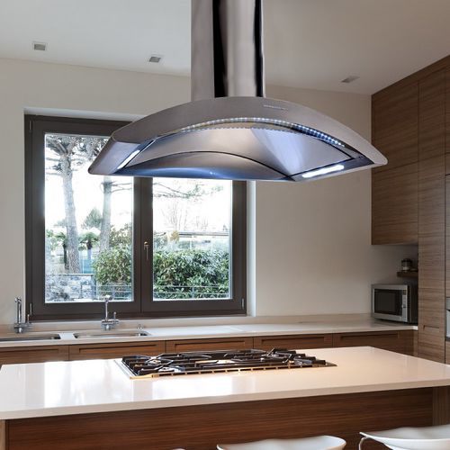 Cappa a isola - LA-90-CRESTA-ISL-SS - Luxair Cooker Hoods Kitchen Extractors - con illuminazione integrata / design originale