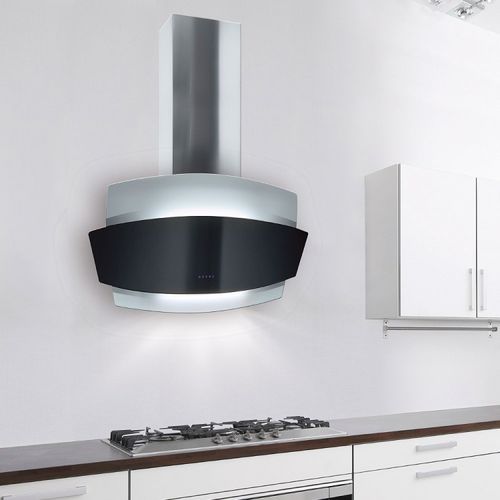 Cappa a muro - LA-90-AURORA-SS-BG - Luxair Cooker Hoods Kitchen Extractors - con illuminazione integrata / design originale / nera