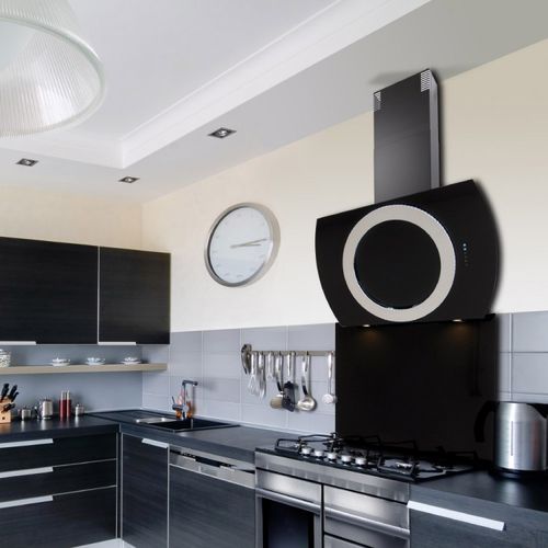 Cappa a muro - LA-90-LUNA - Luxair Cooker Hoods Kitchen Extractors - con illuminazione integrata / design originale / nera