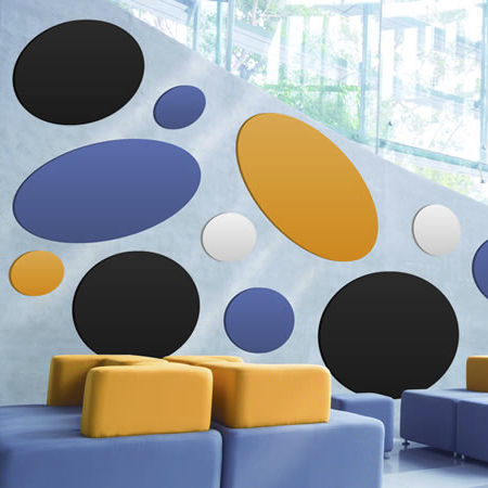 Pannello acustico per muro - Moving Designs Ltd - in tessuto / perforato / colorato
