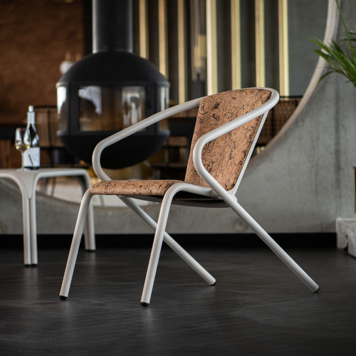 Poltrona contemporanea - BICAlounge & BICAtable Trio - BICA chair - in sughero / in acciaio / imbottita