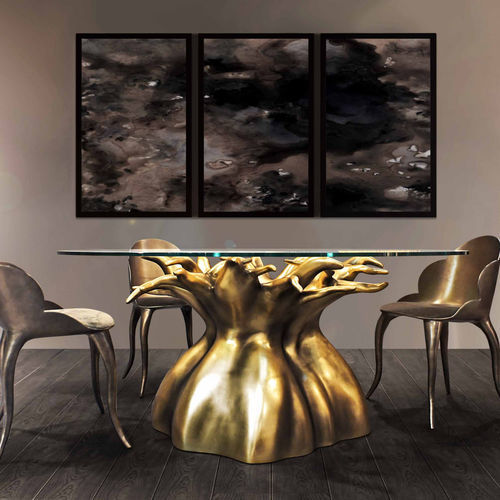 Tavolo da pranzo design organico - BAOBAB - KARPA - in vetro temprato / con base in resina / con base in fibra di vetro