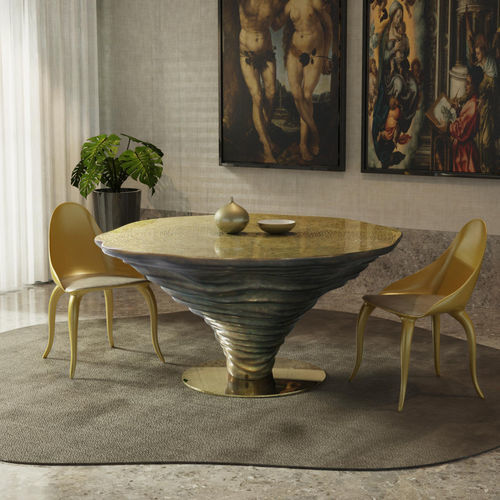 Tavolo da pranzo design organico - KENYA - KARPA - in vetro temprato / con base in resina / con base in fibra di vetro