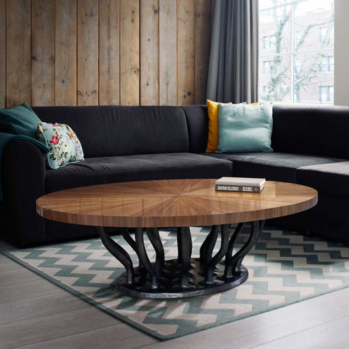 Tavolino basso design organico - ALLANA - KARPA - in noce / con base in fibra di vetro / con base in resina
