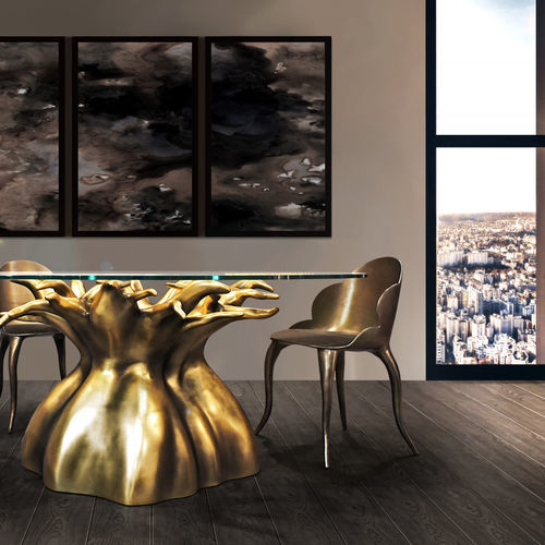 Sedia da pranzo contemporanea - LUNA  - KARPA - da interno / in tessuto / con base in fibra di vetro